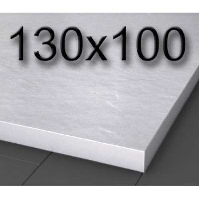 Plato de ducha de carga mineral textura pizarra de 1300 x 1000 mm Blanco, 