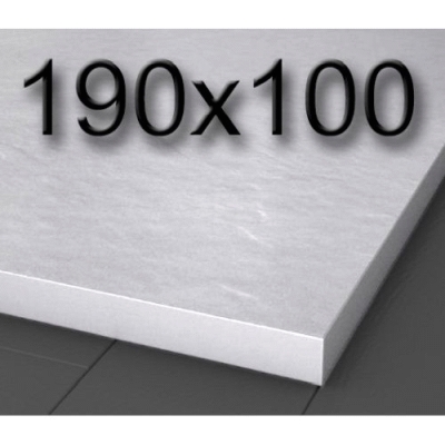 Plato de ducha de carga mineral textura pizarra de 1900 x 1000 mm Blanco, 