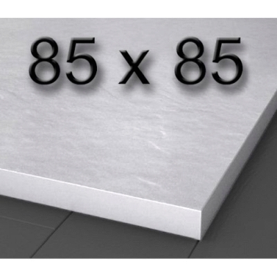 Plato de ducha de carga mineral textura pizarra de 850 x 850 mm Blanco, 