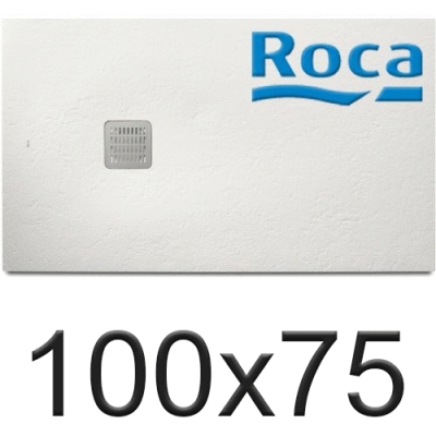Plato de ducha de STONEX TERRAN de 1000x750x26 Blanco ROCA AP1013E82EE01100, BLC BLANCA BLANCOS Platos Sanitarios Resina Extraplano carga mineral Gelcoat Gel-coat gel coat 100X75cm cm mm 100 x 75 70 1000x750