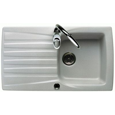 FREGADERO GRES BEVERLY 85 E DE 1 CUBETA Y 1 ESCURRIDOR REVERS. BLANCO 840 x 500 mm A366067000 ROCA, Fregadera Empotrar Empotrables Encastrar Encastrables Senos Escurridera pica REVERSIBLE Sanitarios Ceramicos Ceramicas una