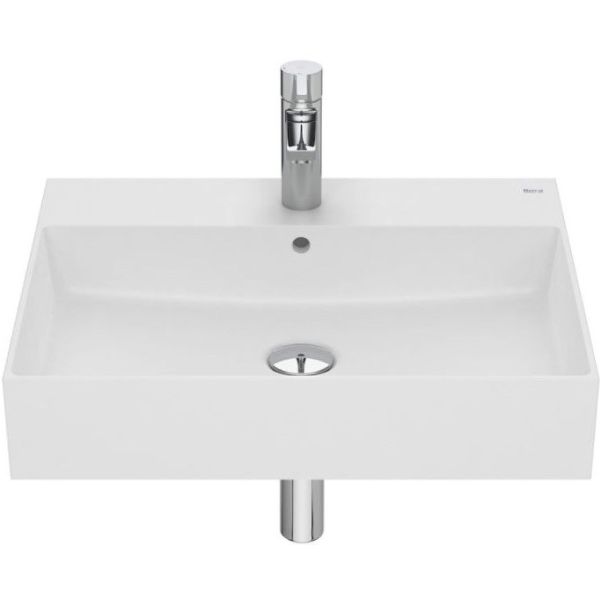 Lavabo mural finceramic INSPIRA SQUARE de 600x490mm Blanco Mate ROCA A32752C620, 