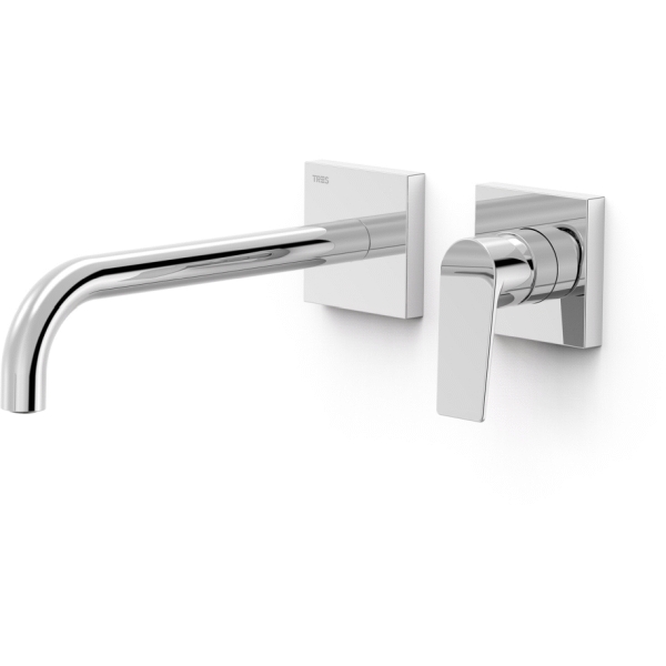 Pieza vista Monomando de lavabo empotrar STUDY-TRES con maneta cao de 237mm CROMADO TRES 21130022, 