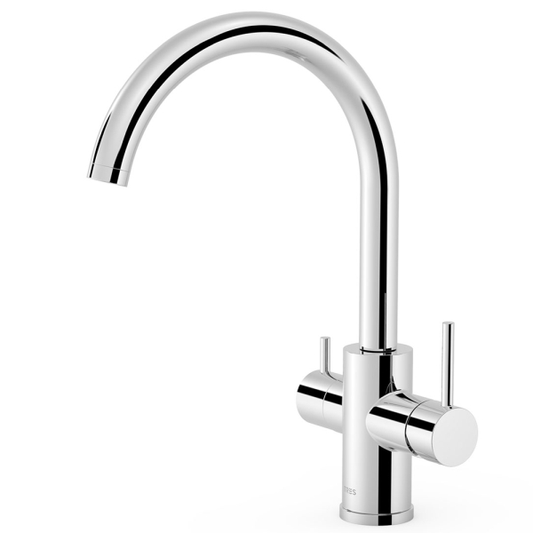 Grifo monomando de 2 vas para cocina cao curvo, para agua de red y filtrada 23045302 TRES, 