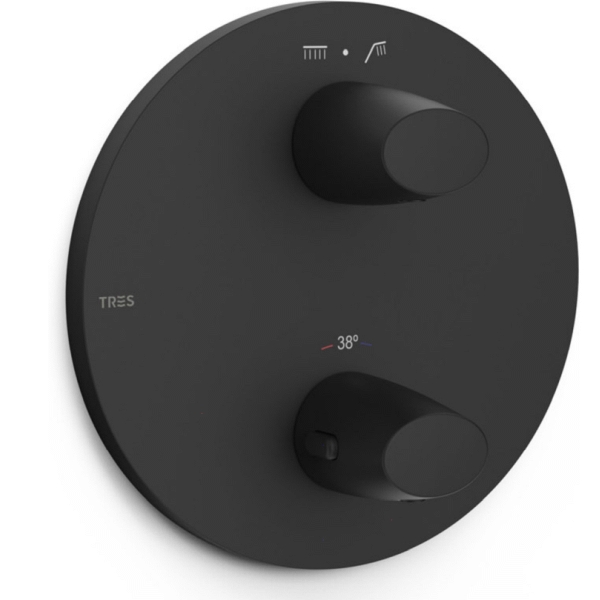 Pieza vista para caja empotrada de 2 vas THERMO-BOX NEGRO MATE ref. 28125001NM TRES, 