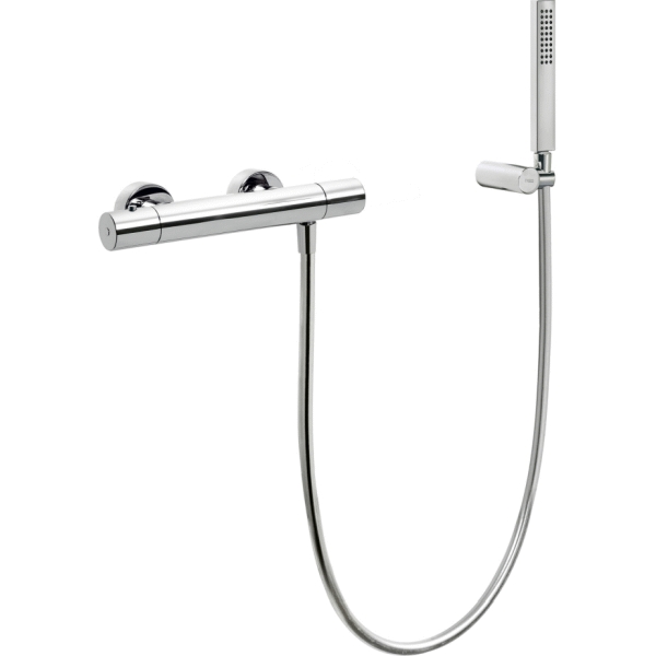 Termostatica de ducha CLASS de mano anticalcarea con soporte orientable y flexo SATIN ref 205164019, 