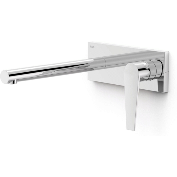 Monomando de lavabo mural SLIM-TRES con cao de 240mm cromado TRES 20530012, 