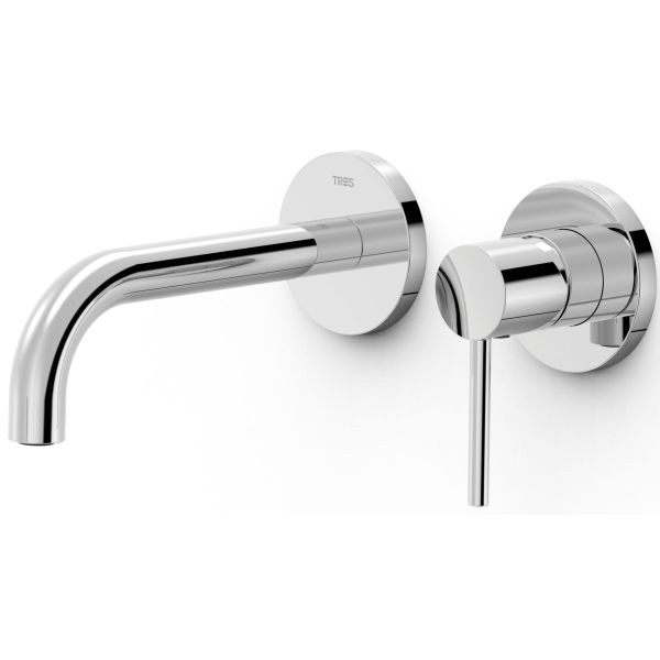 Monomando de lavabo empotrar STUDY con maneta cao de 177mm Cromo TRES 26230001, 