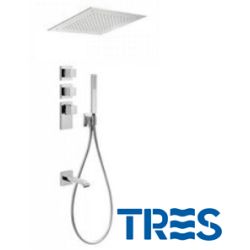 Kit de ducha termostatico empotrado BLOCK SYSTEM 3 vias cromado REF:20625302 - TRES, 8429546456546 TERMOSTATICA GRIFOS GRIFERIAS PLATO DUCHA CROMADA CROMADO MONOMANDOS thermostatic shower valve mixer wall mounted hung built-in build in bath for