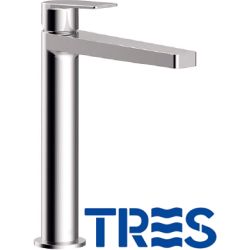 Monomando de lavabo PROJECT CROMADO de 198 mm de altura TRES 211.203.01, single handle faucet tap labavos lababos labavos cromo cromadas Mezcladores Mezcladoras Grifos Griferias Repisas Bancadas Series Colecciones lavavos lababos labavos washbasin basin for the high tall alto largo cao