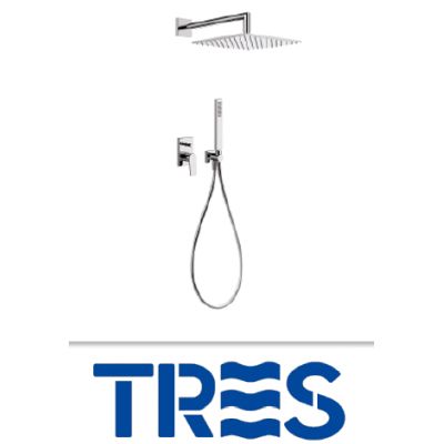 Kit de ducha con monomando empotrado PROJECT-TRES cromado ref 21198091TRES, PLATO DUCHA GRIFOS GRIFERIAS EMPOTRADA EMPOTRADO ENCASTRAR ENCASTRADO CROMADA CROMADO alcachofas cabezales cabezas Sistema Set MONOMANDOS Mezcladores Mezcladoras