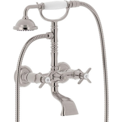 Grupo bao-ducha TRES-CLASIC con ducha de mano anticalcarea acabado acero TRES 242.176.01.AC, 