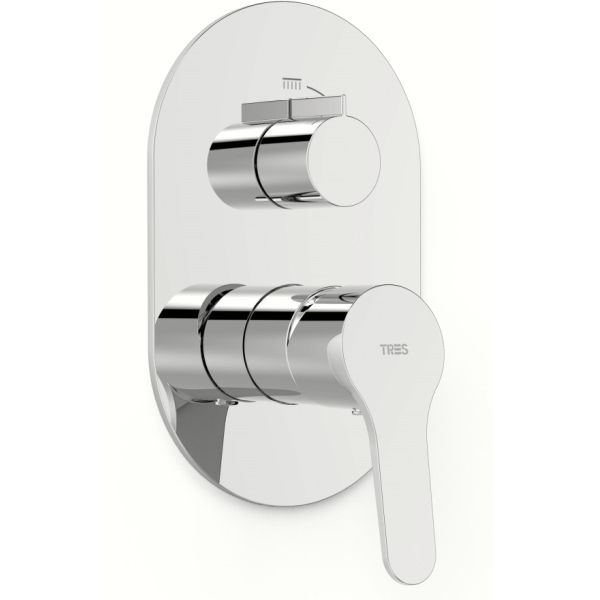 Grifo monomando empotrado de 2 vas Rapid-Box para duchaa BASE-TRES Cromo TRES 21528001, 2VIAS VIAS Empotrables encastrar encastrables empotrados grifos griferias series MEZCLADORES MEZCLADORAS
