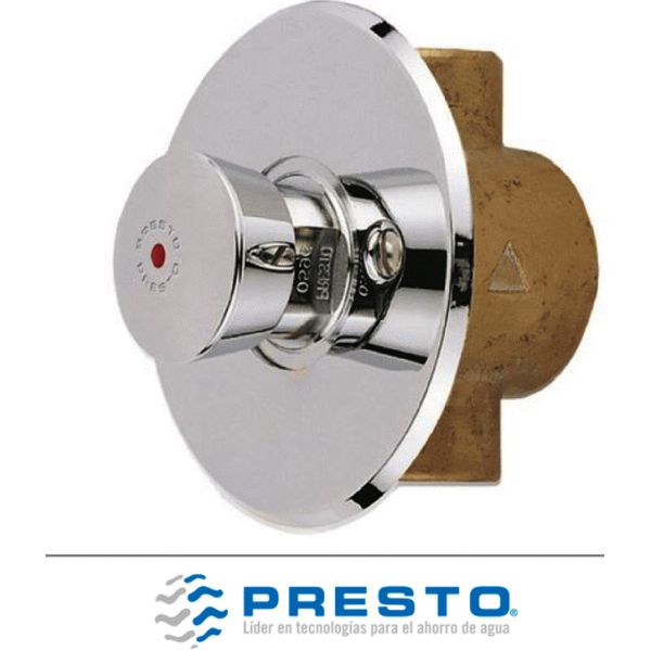 Grifo de ducha temporizado PRESTO 55 CROMADO INDICE ROJO empotrar embellecedor plano REF 55020, 8427838550200 GRIFERIAS CROMO CROMADA TEMPORIZADA PULSADORES GRIFOS Empotrables encastrar encastrables encimeras empotrados empotradas falcar Enbellecedores