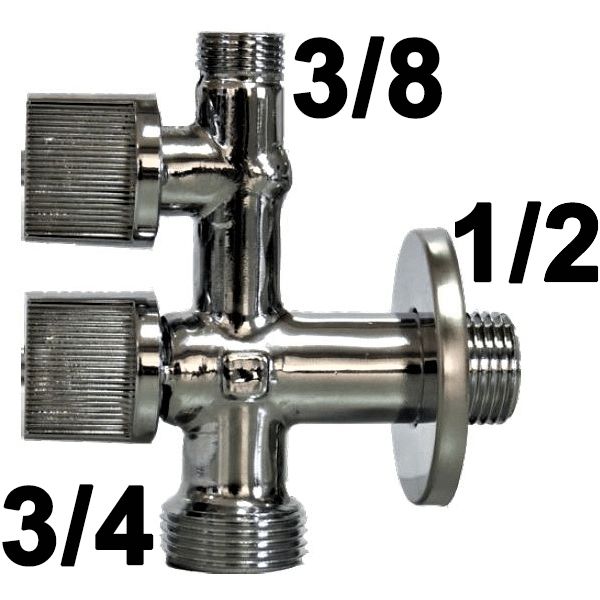 Grifo de lavadora con llave de regulaci�n de 1/2 x 3/4 x 3/8 Cromo CIS 00406, DOBLE 1/2 3/4  3/8 LAVAVAJILLAS LAVABAJILLAS LABABAJILLAS LABABAJIYAS LAVAPLATOS LABAPLATOS  LABAVAJILLAS LAVADORAS LABADORAS ELECTRODOMESTICOS ECNMC baratos asequibles rebajados m�dicos baratas econ�micas rebajadas economicos DOBLE corte