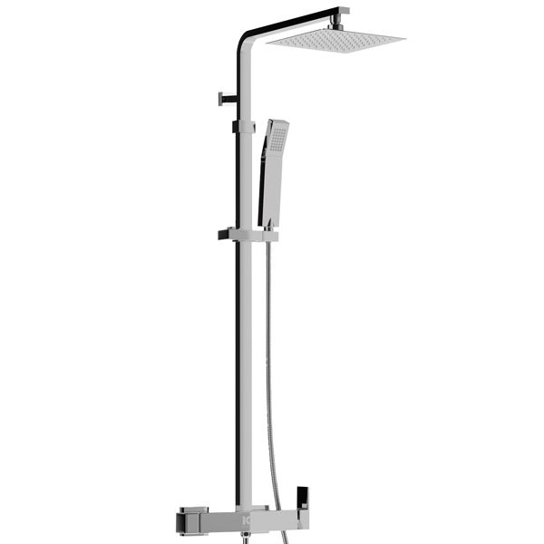 COLUMNA TELESCOPICA DE DUCHA MONOMANDO SKARA con rociador acero inox 200mm Cromo 03771/A20, acabados cuadrados cuadradas 20x20cm telescopica MEZCLADOR GRIFOS GRIFERIAS CON COLUMNA CROMO CROMADA PLATO DE DUCHA alcachofas cabezales cabezas CONJUNTO Sistema