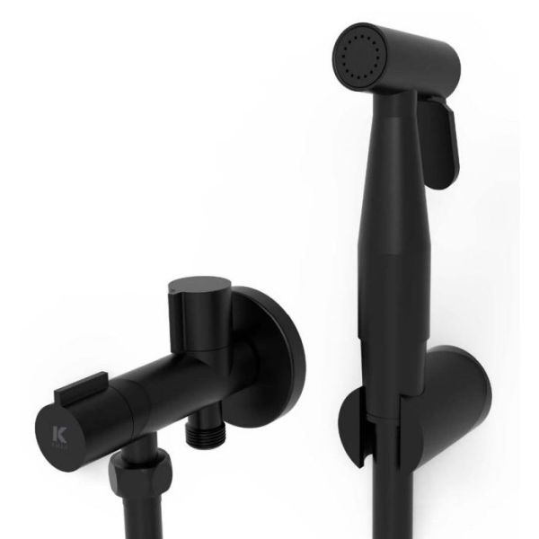 Llave wc con grifo higinico bidet a pared ERGOS negro CIS 23292N, 