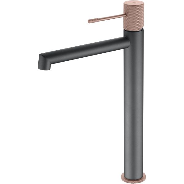 Monomando de lavabo alto LINE 322 color Gris mate/champagne BDD038-3GC IMEX, 