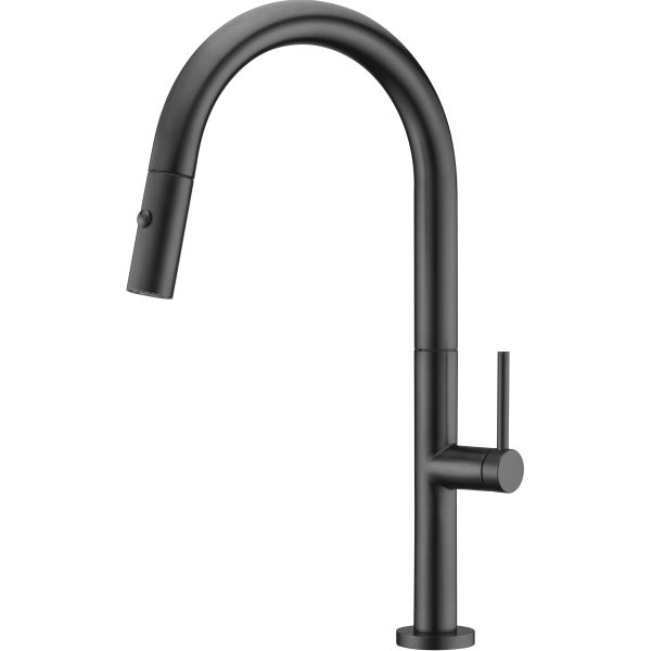 Monomando de fregadero vertical SAMOA cao extraible negro mate GCE017/NG IMEX, 