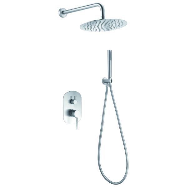 Conjunto ducha monomando empotrado MOSCU rociador redondo � 250mm INOX IMEX GPK034, cromado inoxidable satinado MONOMANDOS GRIFOS Mezcladores Mezcladoras GRIFERIAS Grifer�as single lever handle faucet tap basin mixer