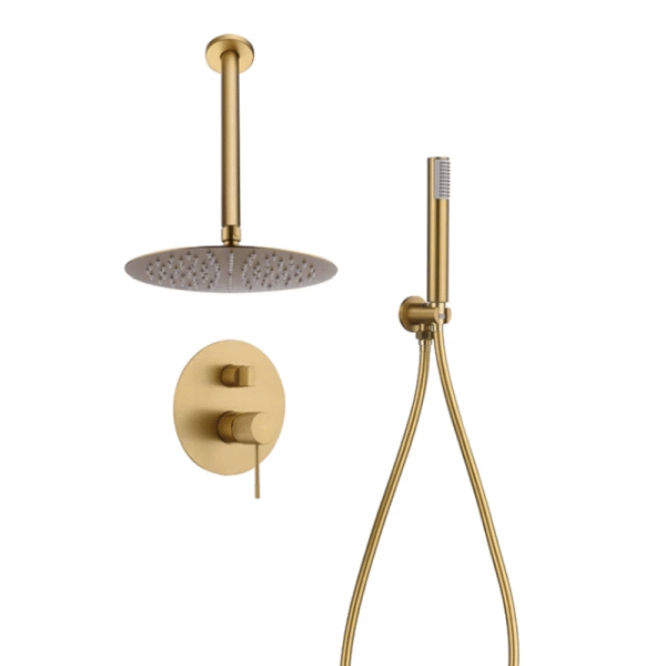 Conjunto ducha monomando empotrado Top oro cepillado IMEX GPQ038-OC, 