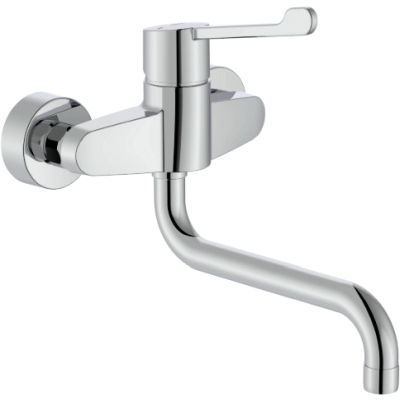 Monomando fregadero pared VICTORIA PRO cao bajo maneta gerontologica Cromo ROCA A5A765GC00, 