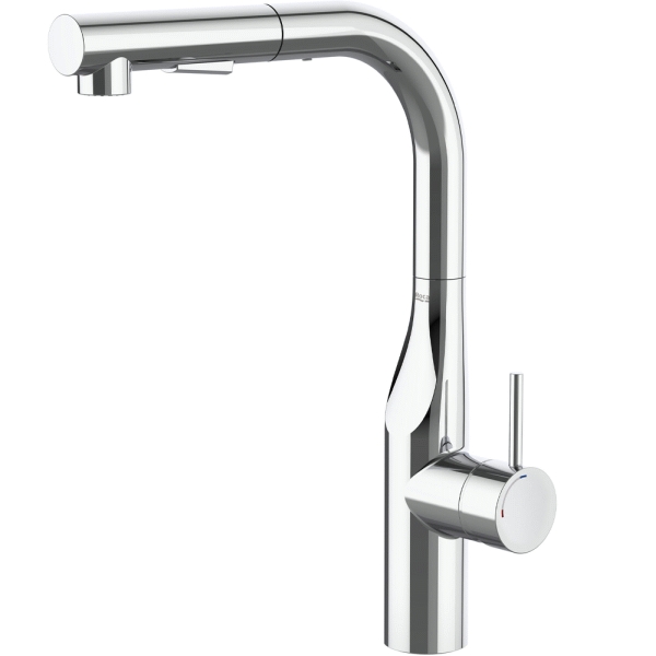 Monomando de fregadero GLERA cao L giratorio y ducha extraible 2 funciones cromo ROCA A5A854DC00, 