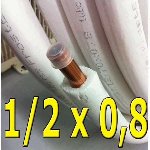 ROLLO DE TUBO DE COBRE RECOCIDO PARA REFRIGERANTE DE 1/2"x0.8 DE 25 Metros FORRADO, Refrigeracin TUBERIA AISLADO AISLADA Mts Mtrs CU Preaislada con aislamientos aislamentos pre-aislada Preforrada pre-forrada Recubiertos recubiertas copper pipe coil