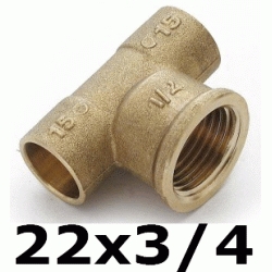 TE FIGURA 130 DE BRONCE DE 22x3/4, Cobre Bronce TES DERIVACIONES ROSCA HEMBRA MIXTA PARA SOLDAR DERIBACION TES DERIBACIONES DERIVACIONES 22x3/4 Bu Bcu Metal Laton Accesorios