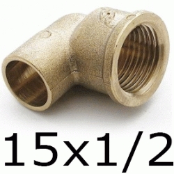 CODO ROSCA HEMBRA FIGURA 90 DE BRONCE DE 15x1/2, Cobre PARA SOLDAR CODOS Terminales Bu Bcu Metal Laton Accesorios 15x1/2 TRH 90 elbows