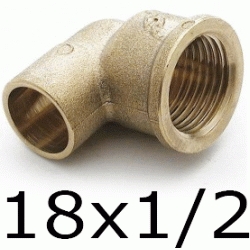 CODO ROSCA HEMBRA FIGURA 90 DE BRONCE DE 18x1/2, Cobre PARA SOLDAR CODOS Terminales Bu Bcu Metal Laton Accesorios TRH 90 elbows