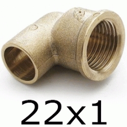 CODO ROSCA HEMBRA FIGURA 90 DE BRONCE DE 22x1, Cobre PARA SOLDAR CODOS Terminales Bu Bcu Metal Laton Accesorios TRH 90 elbows