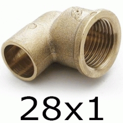 CODO ROSCA HEMBRA FIGURA 90 DE BRONCE DE 28x1, Cobre PARA SOLDAR CODOS Terminales Bu Bcu Metal Laton Accesorios TRH 90 elbows