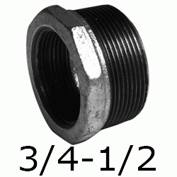 REDUCCION FIGURA 241 DE 3/4" x 1/2" GALVANIZADA, Reductor Hierro Galvanizado Tuerca Reducida Galvanizada 3/4-1/2 1/2-3/4 20 25