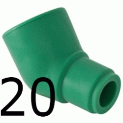CODO 45 MACHO HEMBRA 20-20 MM, ppr (M-H) ( M-H ) polipropileno copolimero para polifusionar TERMOFUSIONAR M/H Figura 40 Fg