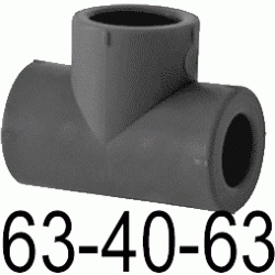 TE REDUCIDA N 63-40-63 MM, DERIVACION REDUCIDA DERIBACION ACCESORIOS TERMOFUSI�NAR polifusionar POLIETILENO PE-100 SYSTEM POLITILENO Negros Negras Repolen Figura 130 Fg