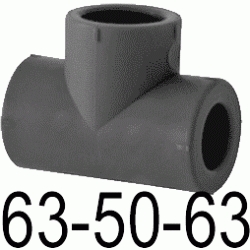 TE REDUCIDA N 63-50-63 MM, DERIVACION REDUCIDA DERIBACION ACCESORIOS TERMOFUSINAR polifusionar POLIETILENO PE-100 SYSTEM POLITILENO Negros Negras Repolen Figura 130 Fg