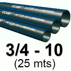 METROS DE TUBO DE POLIETILENO DE BAJA DENSIDAD ( ROLLO DE 25 METROS ) DE 3/4" 10 ALIMENTARIO, 