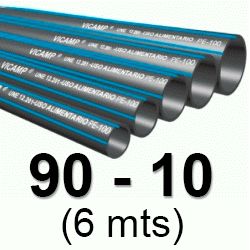 METROS DE TUBO DE POLIETILENO PE-100 ALTA DENSIDAD DE 90 10 ALIMENTARIO (BARRA 6 METROS), SAIPLEN TUBERIA MTS POLITILENO ATMOSFERAS KILOS Mtr PE100 PE_100 PE 100 " ATMF Gomas PN