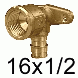 Uponor Smart Aqua codo fijacin Q&E 16-Rp1/2"FT l=43mm, Uponor Pex Polietileno Reticulado Wirsbo Wisbo QUICK & EASY laton codos placa POLITILENO 16 x 1/2 16-1/2 Atornillar para Figura 471 Fg Grifos Con Plaqueta