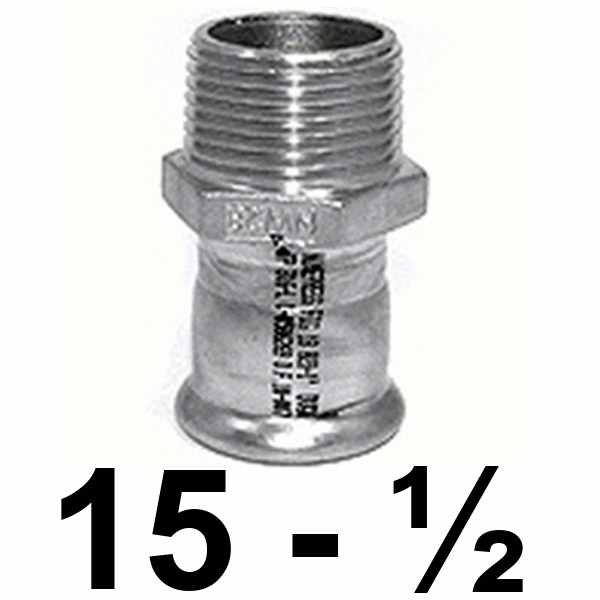ENTRONQUE MACHO DE 15x1/2" EN ACERO INOXIDABLE AISI - 316 PRESSFITTING ISOTUBI, 15X1/2 terminal rosca PRESFITTING PRESFITING PRESSFITING PRESFITTING INOX PRENSAR PRESINOX PRESS INOX PRESSINOX Machones Manguitos Uniones Empalmes Enpalmes Empalmar Enpalmar Mechones TRM