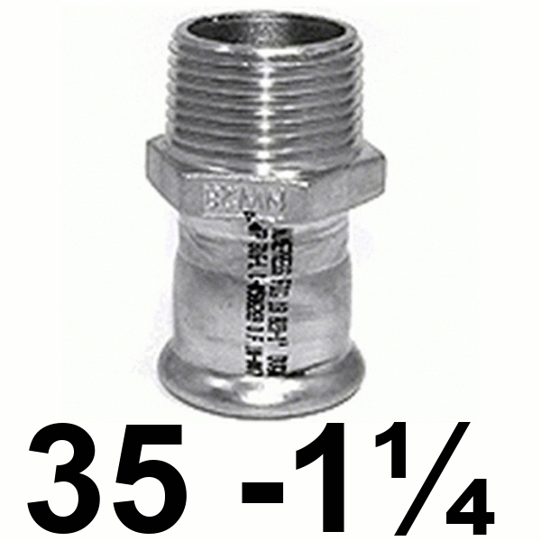 Entronque macho de 35x11/4 en acero inoxidable AISI - 316 presfitting ISOTUBI F183511/46 ISOTUBI F05, 