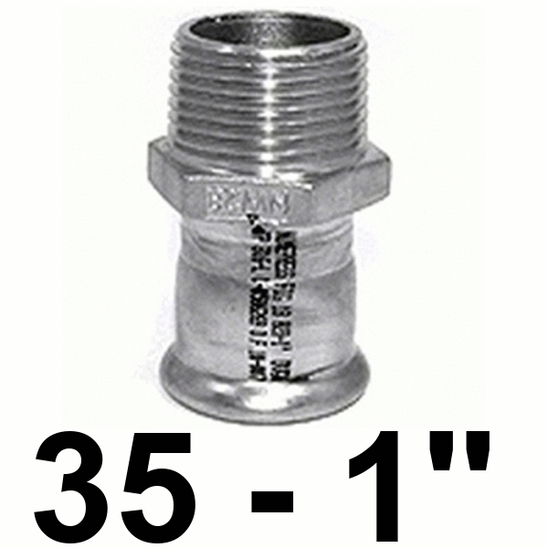 Entronque macho de 35x1" en acero inoxidable AISI - 316 presfitting ISOTUBI, 