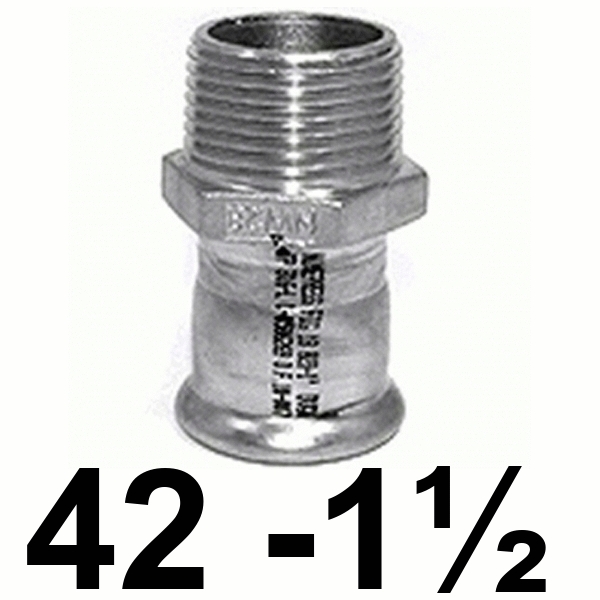 ENTRONQUE MACHO DE 42x11/2" EN ACERO INOXIDABLE AISI - 316 PRESSFITTING ISOTUBI, terminal rosca 11/2" 1-1/2" 1 1/2 PRESFITTING PRESFITING PRESSFITING PRESFITTING INOX PRENSAR PRESINOX PRESS INOX PRESSINOX Machones Manguitos Uniones Empalmes Enpalmes Empalmar Enpalmar Mechones TRM