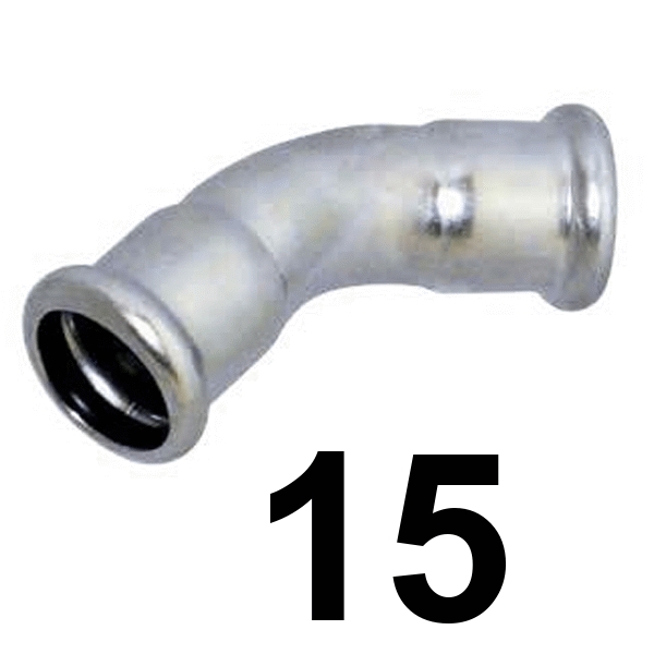 Curva inoxpres 45 HH 15 INOX A316L, 