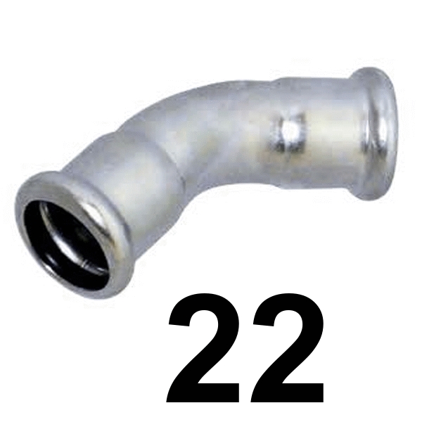 Curva inoxpres 45 HH 22 INOX A316L, 
