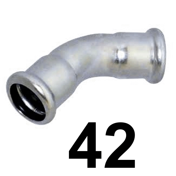 Curva inoxpres 45 HH 42 INOX A316L, 