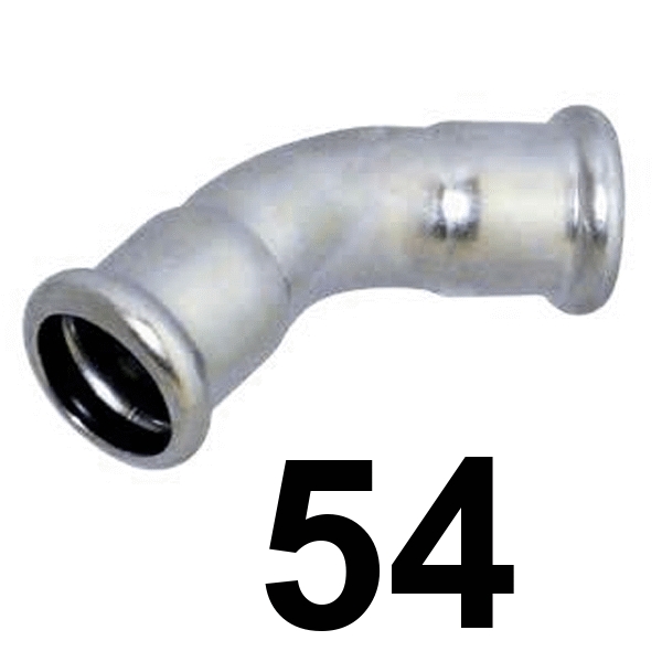 Curva inoxpres 45 HH 54 INOX A316L, 