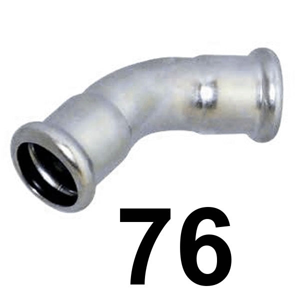 Curva inoxpres 45 HH 76 INOX A316L, 