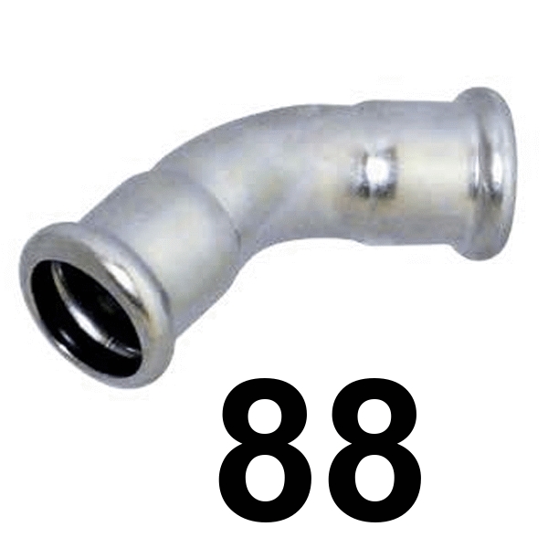 Curva inoxpres 45 HH 88 INOX A316L, 
